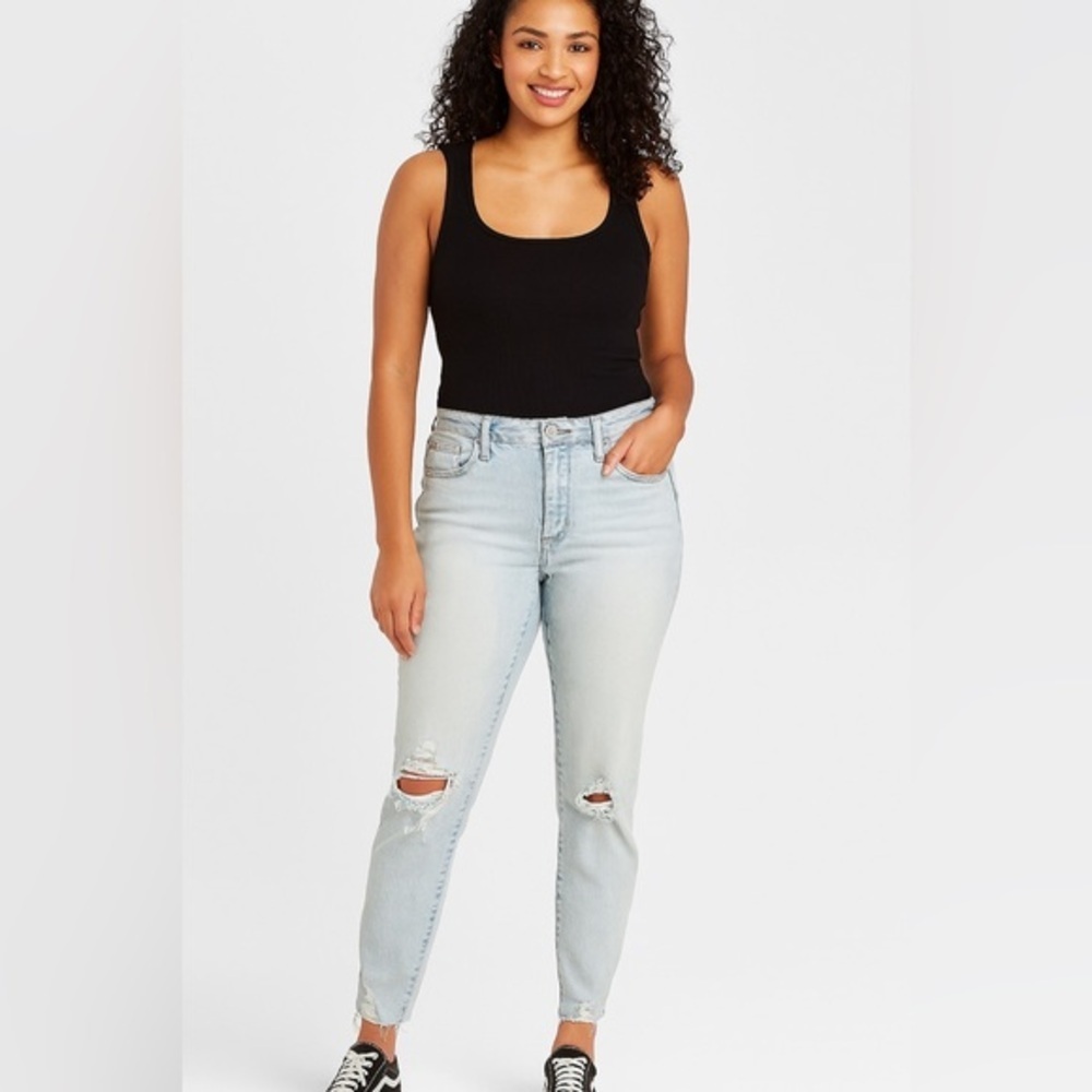High Rise Skinny Distressed Jeans Light Wash 28 6